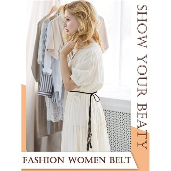 Vicenpal 3 Pieces Exotic Belt Skinny Western Belts for Women Tassel Waist Belt main image 6